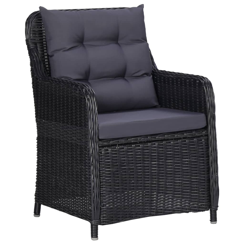 udendørs spisebordssæt 9 dele polyrattan sort