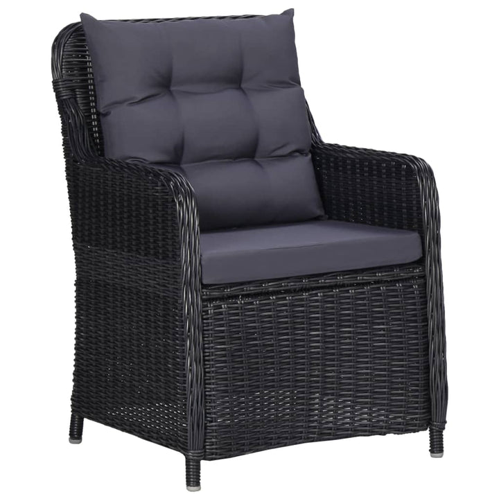 udendørs spisebordssæt 9 dele polyrattan sort