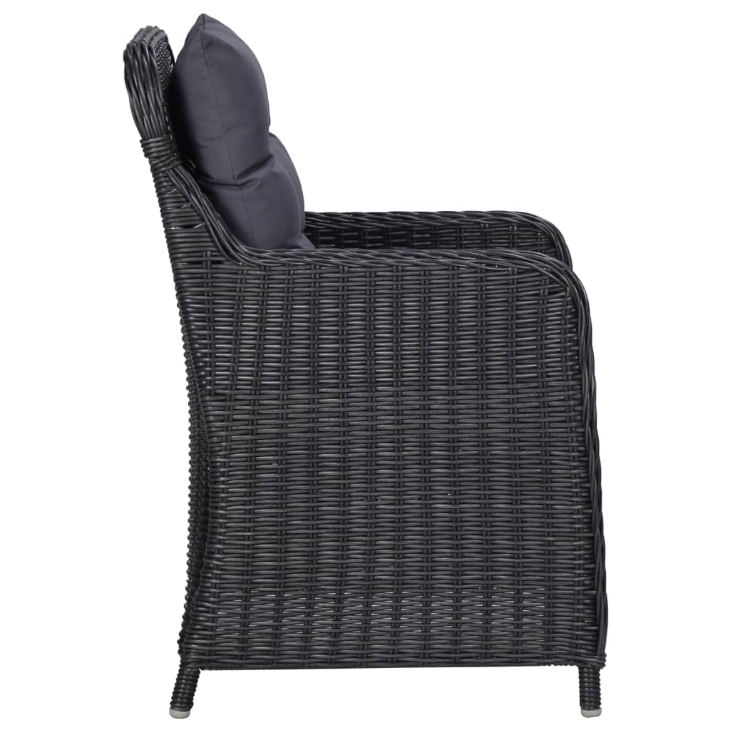 udendørs spisebordssæt 9 dele polyrattan sort