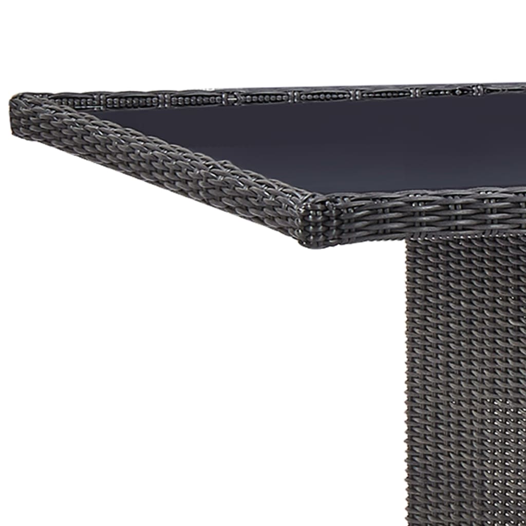 udendørs spisebordssæt 9 dele polyrattan sort