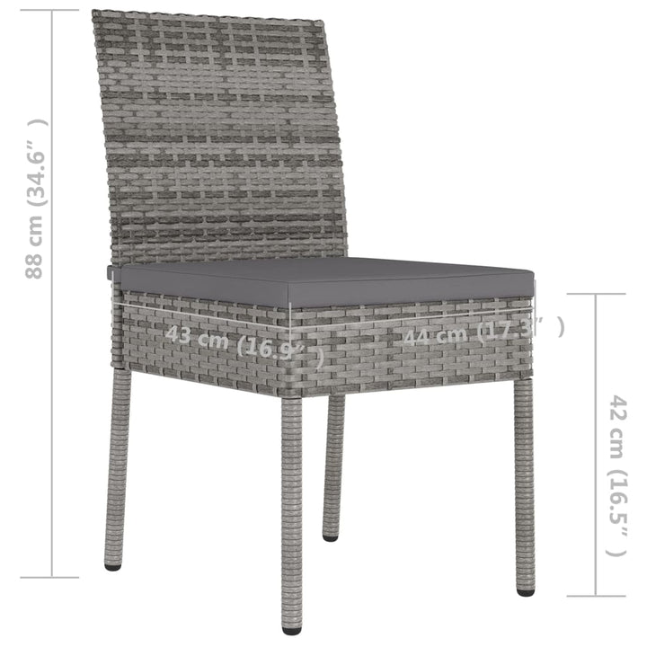havestole 4 stk. polyrattan grå