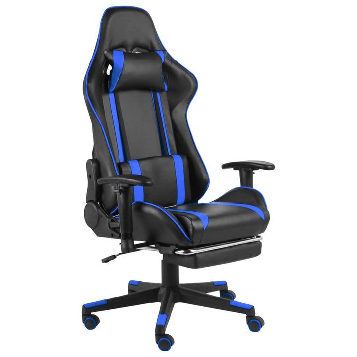 drejelig gamingstol med fodstøtte PVC blå