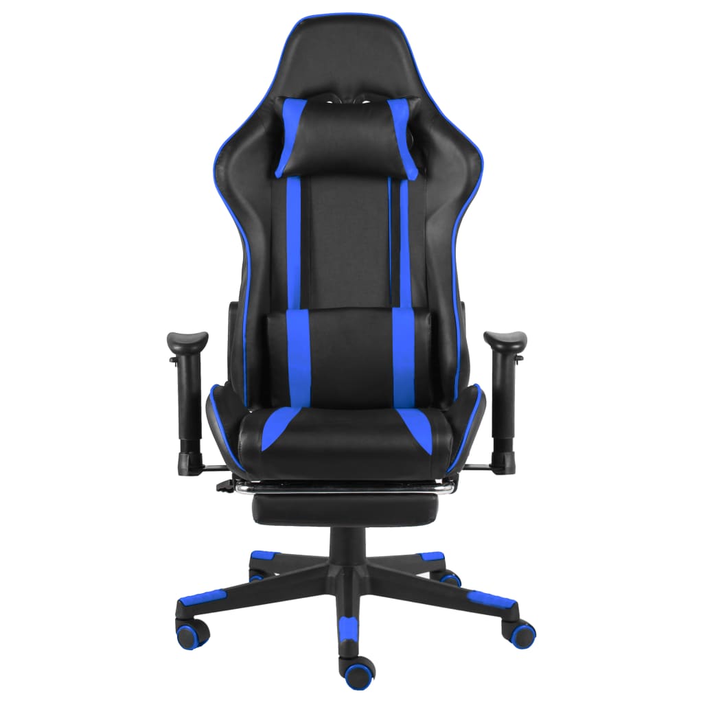 drejelig gamingstol med fodstøtte PVC blå