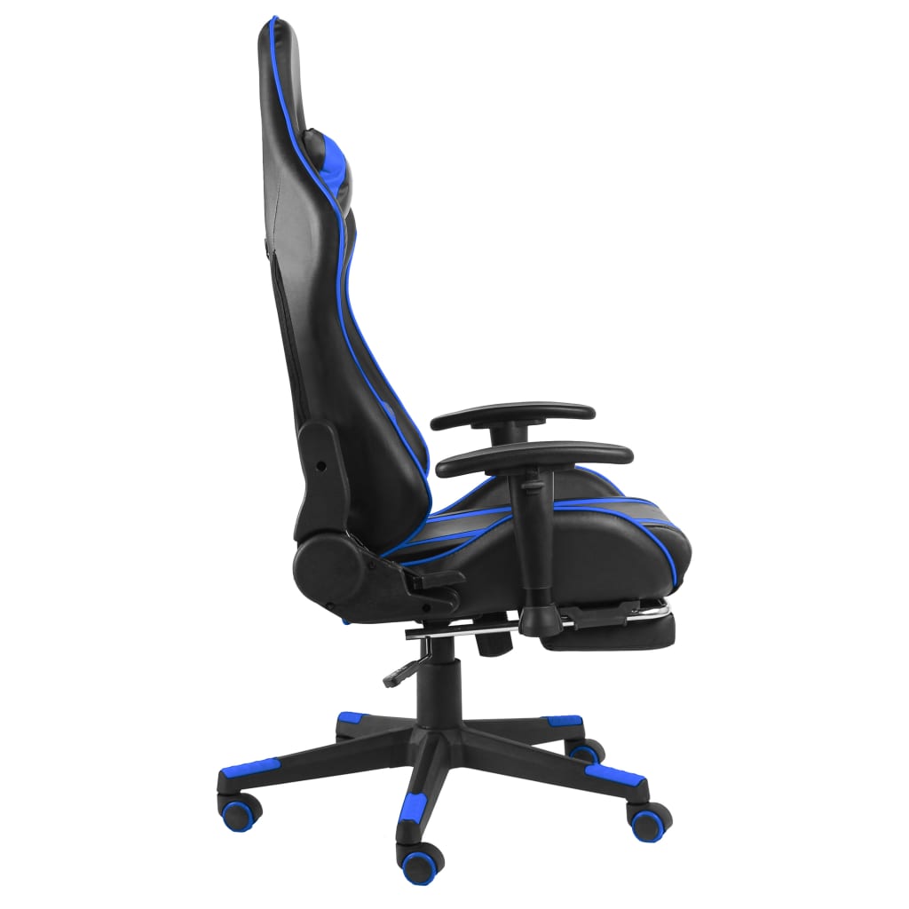 drejelig gamingstol med fodstøtte PVC blå