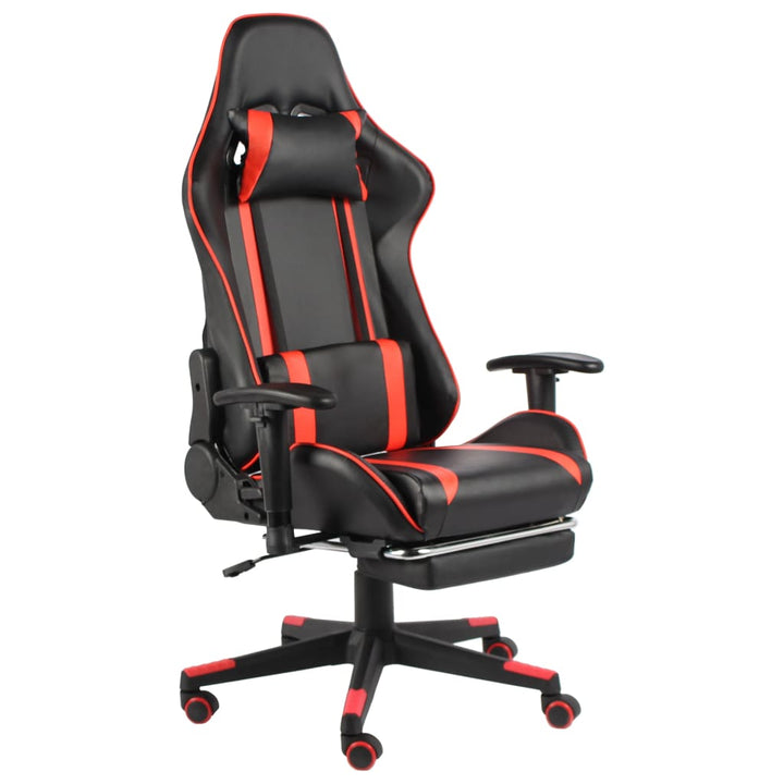 drejelig gamingstol med fodstøtte PVC rød