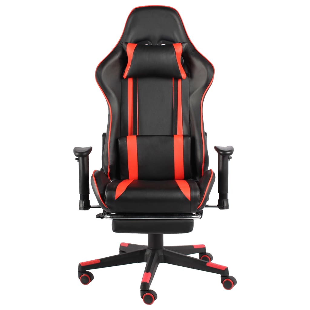 drejelig gamingstol med fodstøtte PVC rød