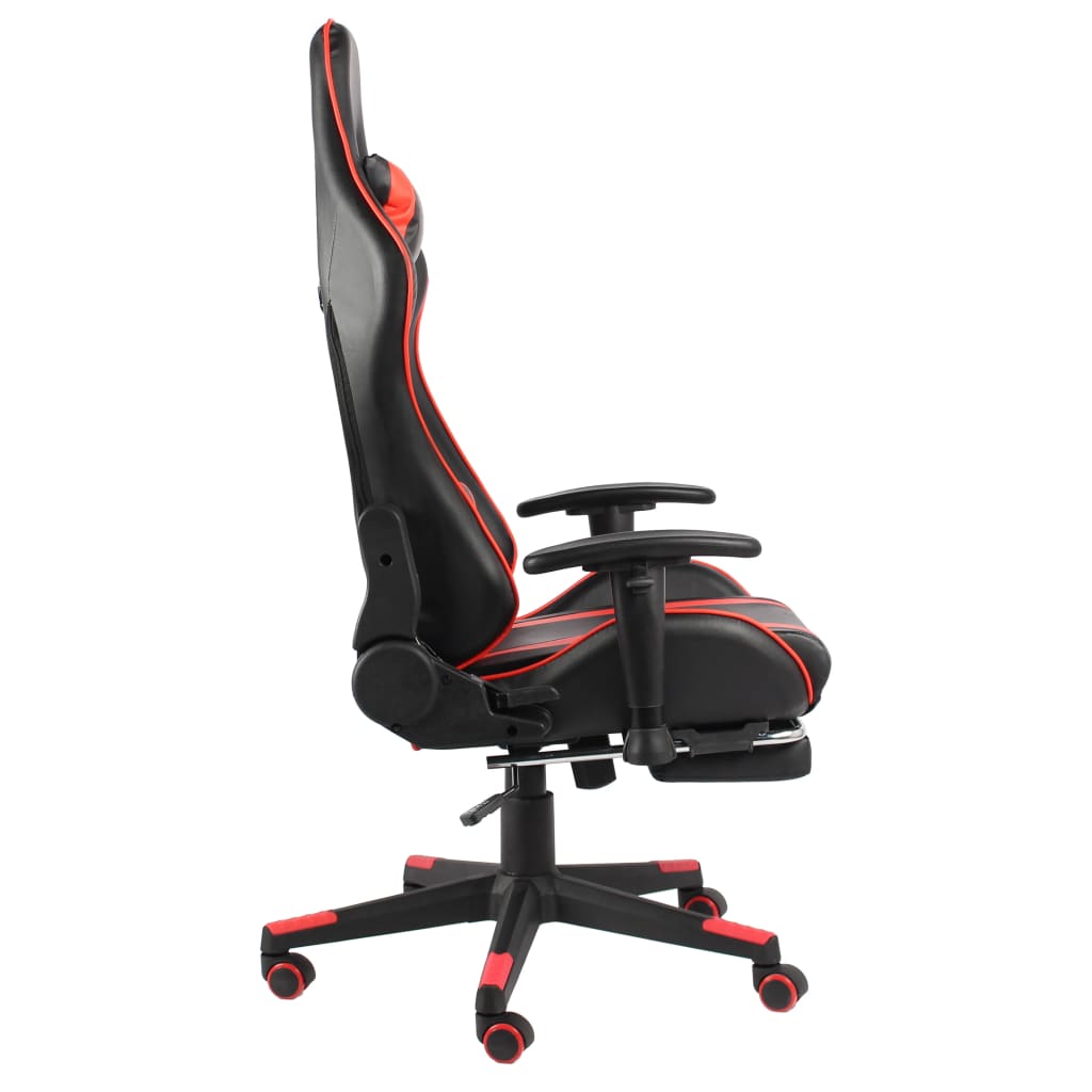 drejelig gamingstol med fodstøtte PVC rød