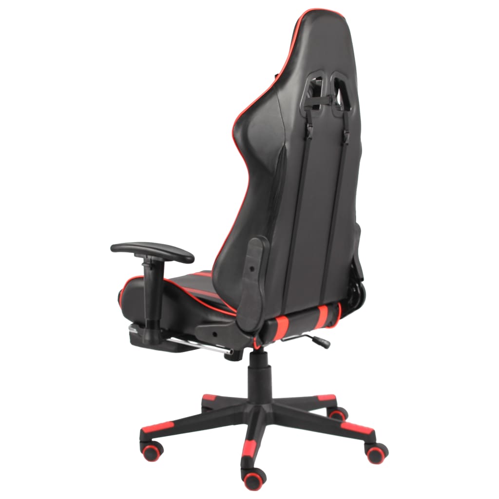 drejelig gamingstol med fodstøtte PVC rød