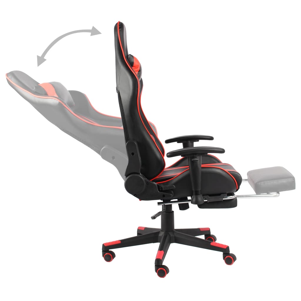 drejelig gamingstol med fodstøtte PVC rød