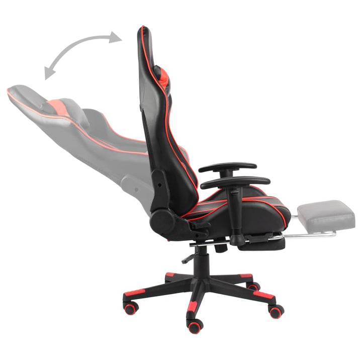 drejelig gamingstol med fodstøtte PVC rød