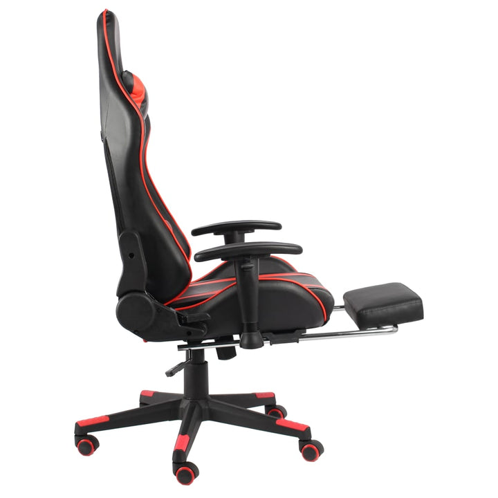 drejelig gamingstol med fodstøtte PVC rød