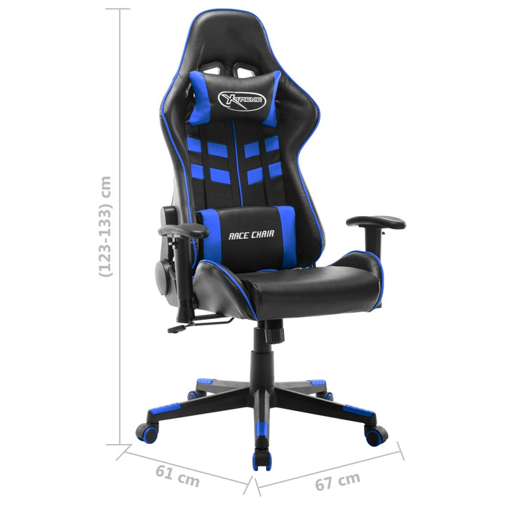 gamingstol kunstlæder sort og blå