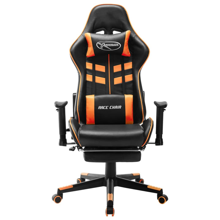 gamingstol med fodstøtte kunstlæder sort og orange