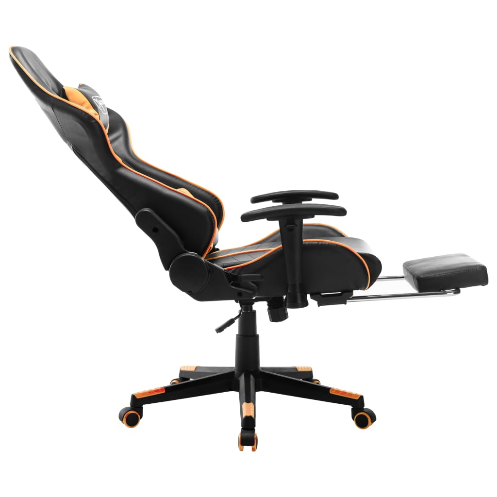 gamingstol med fodstøtte kunstlæder sort og orange