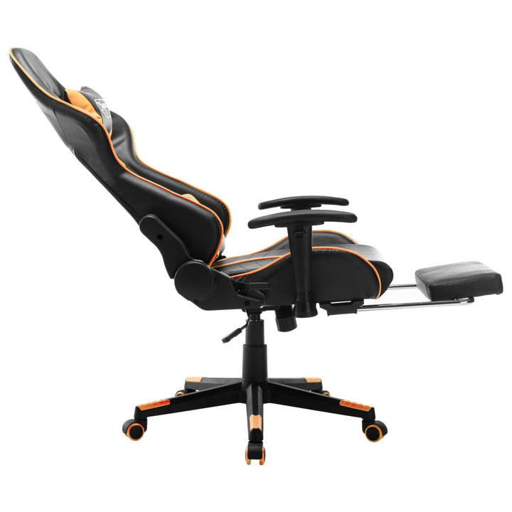 gamingstol med fodstøtte kunstlæder sort og orange