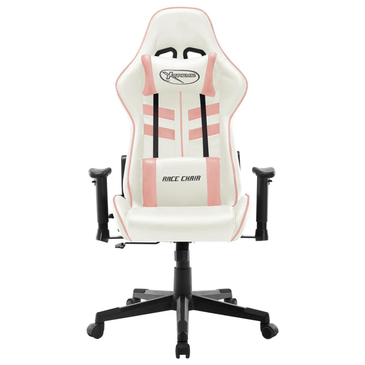 gamingstol kunstlæder hvid og pink