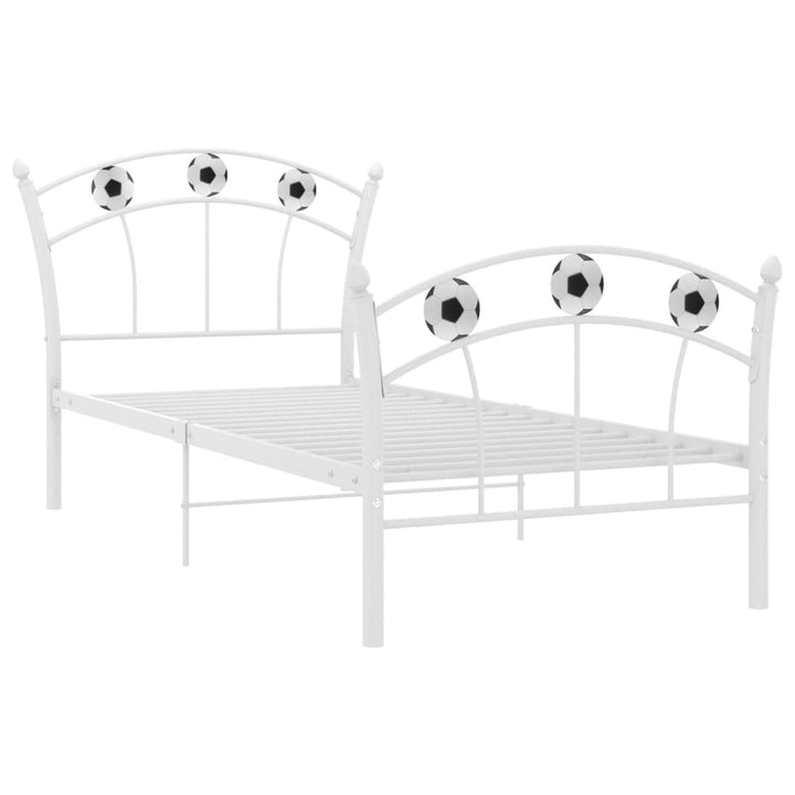 sengestel 90x200 fodbolddesign metal hvid