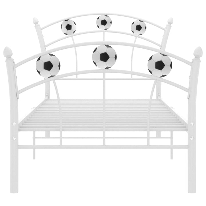 sengestel 90x200 fodbolddesign metal hvid