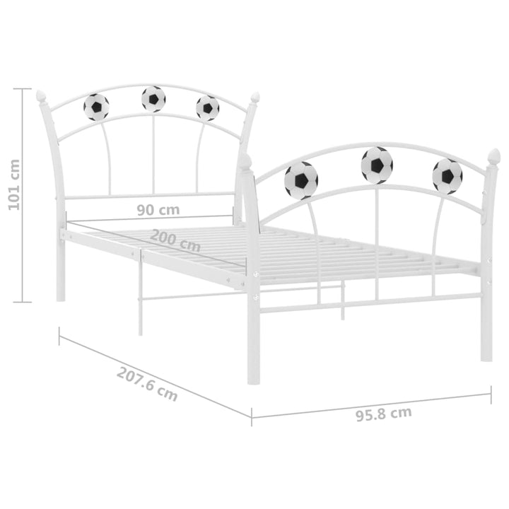 sengestel 90x200 fodbolddesign metal hvid