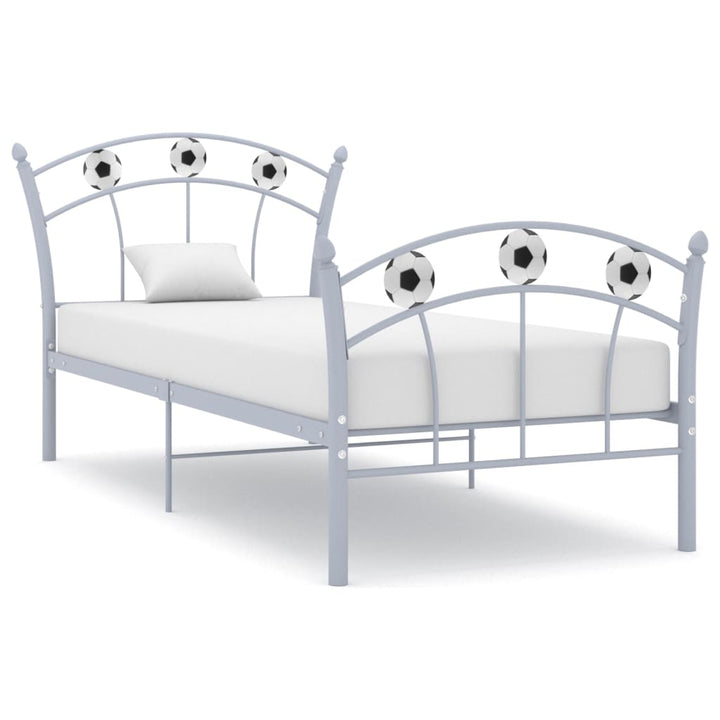 sengestel 90x200 fodbolddesign metal grå