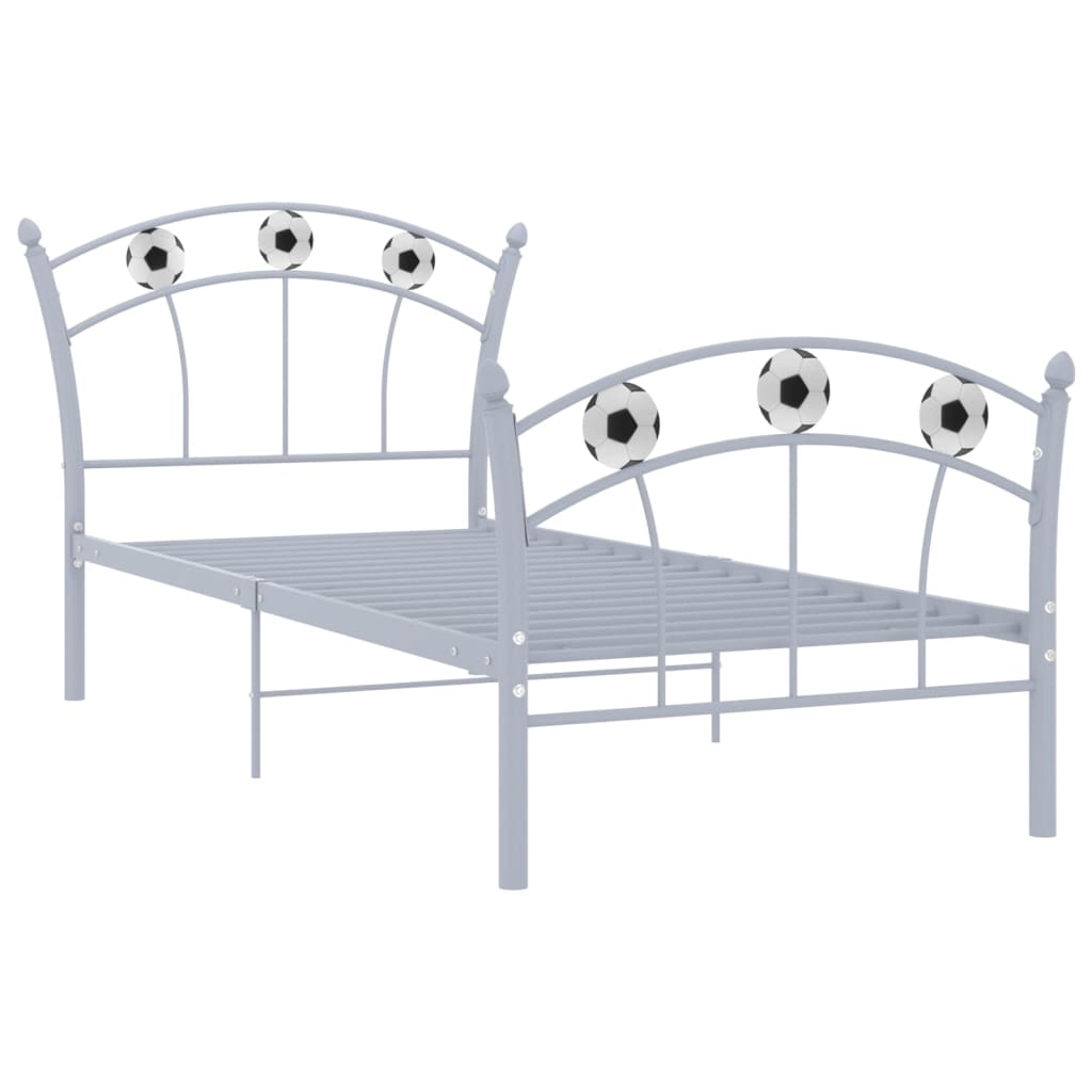 sengestel 90x200 fodbolddesign metal grå