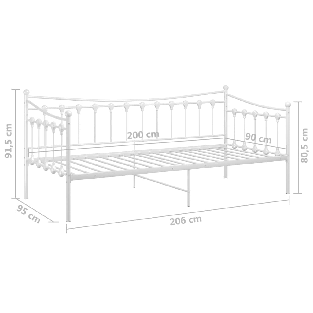 sengestel til sovesofa 90x200 cm metal hvid