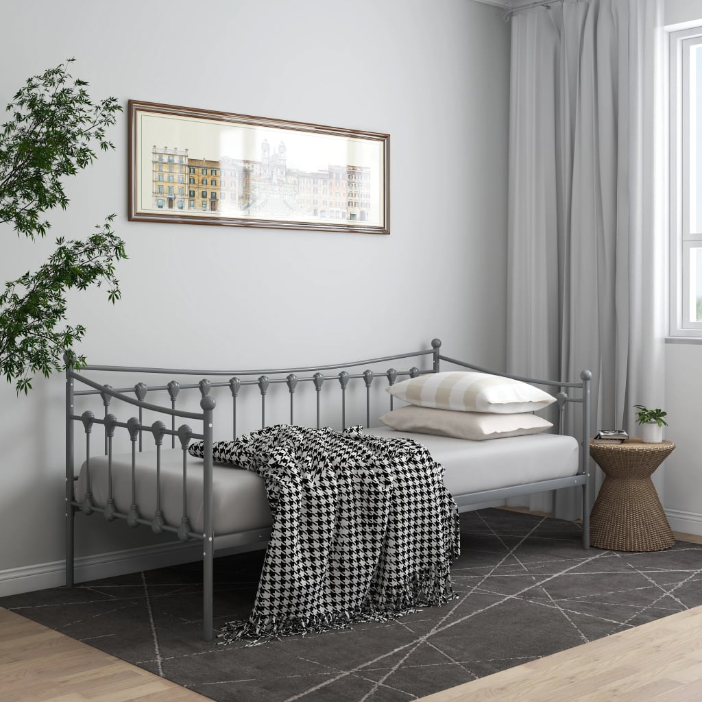 sengestel til udtræksseng 90x200 cm metal grå