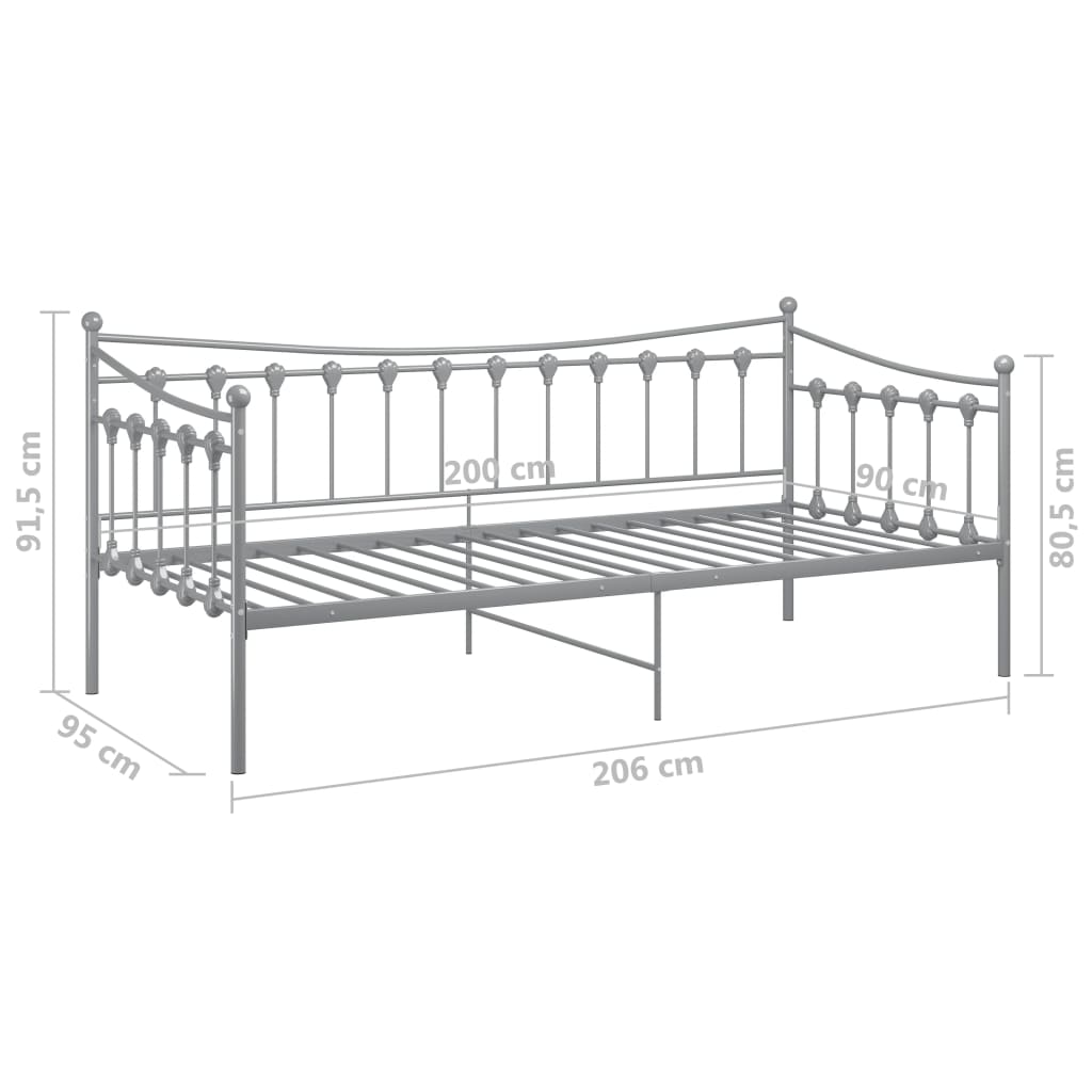 sengestel til udtræksseng 90x200 cm metal grå