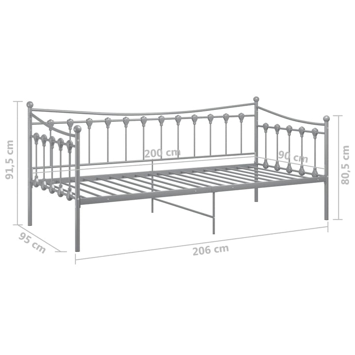 sengestel til udtræksseng 90x200 cm metal grå