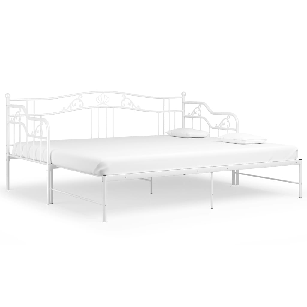 sengestel til udtræksseng 90x200 cm metal hvid