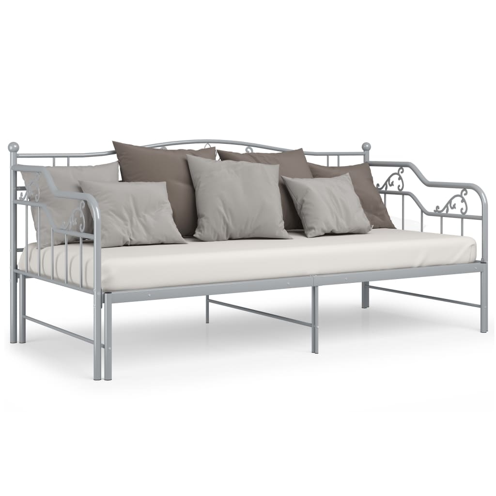 sengestel til udtræksseng 90x200 cm metal grå