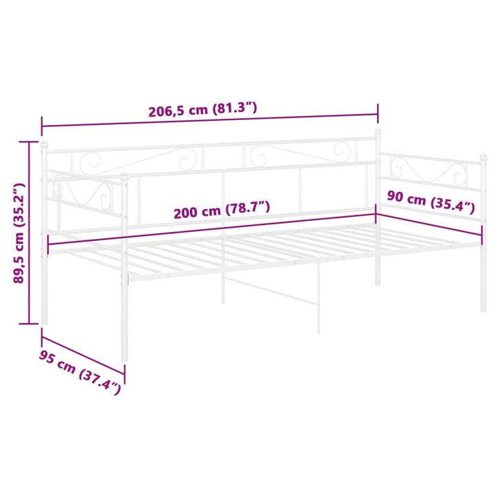 sengestel til sovesofa 90x200 cm metal hvid
