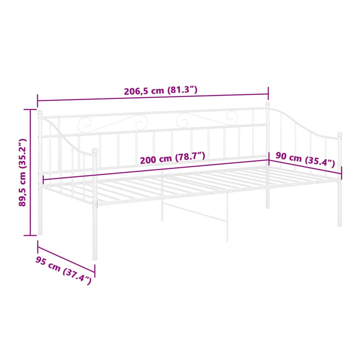 sengestel til sovesofa 90x200 cm metal hvid