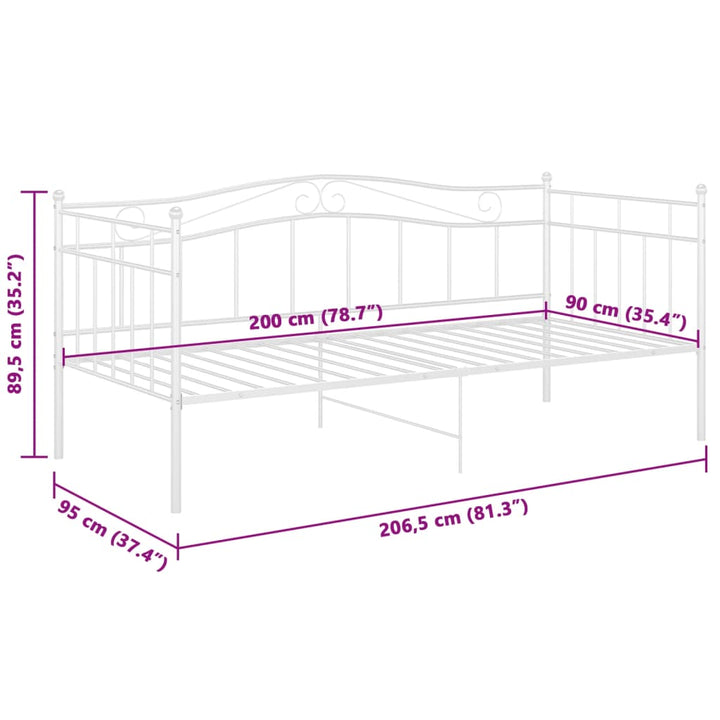 sengestel til sovesofa 90x200 cm metal hvid