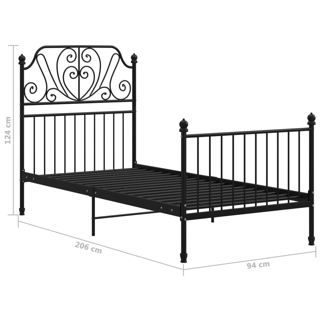 sengestel 90x200 cm metal sort
