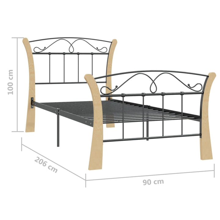 sengestel 90x200 cm metal sort