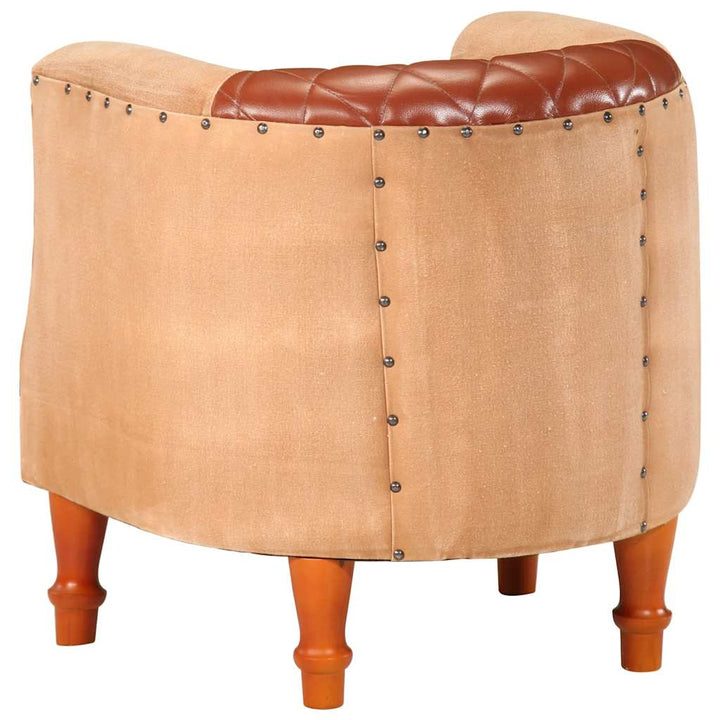 lænestol ægte skind og massivt mangotræ brun