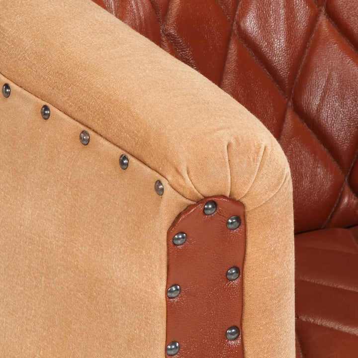 lænestol ægte skind og massivt mangotræ brun