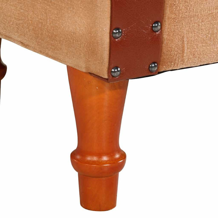 lænestol ægte skind og massivt mangotræ brun