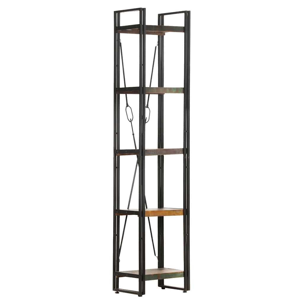 bogreol med 5 hylder 40x30x180 cm massivt genbrugstræ