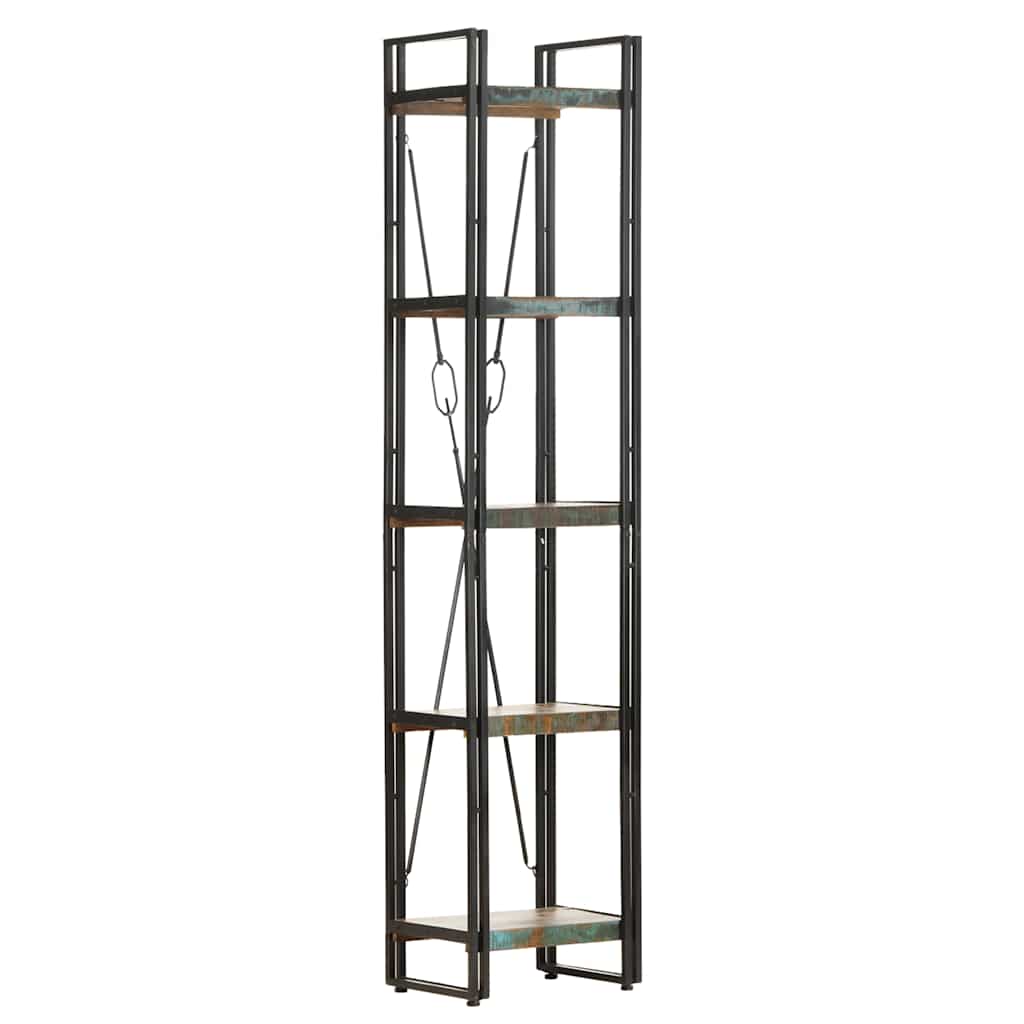 bogreol med 5 hylder 40x30x180 cm massivt genbrugstræ