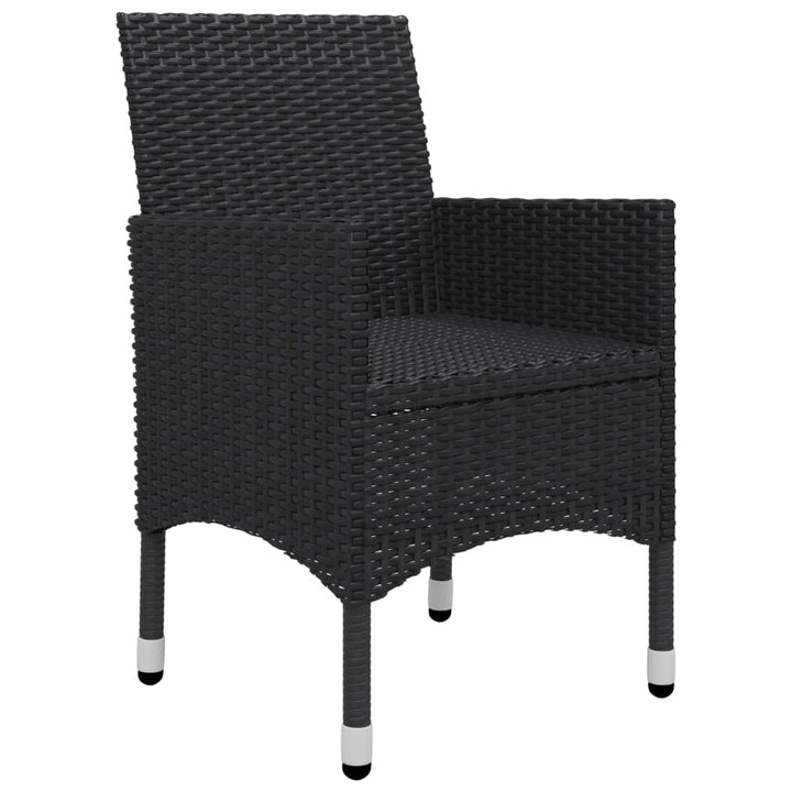 bistrosæt 3 dele polyrattan og hærdet glas sort