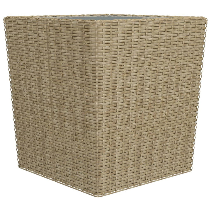 bistrosæt 3 dele polyrattan og hærdet glas beige