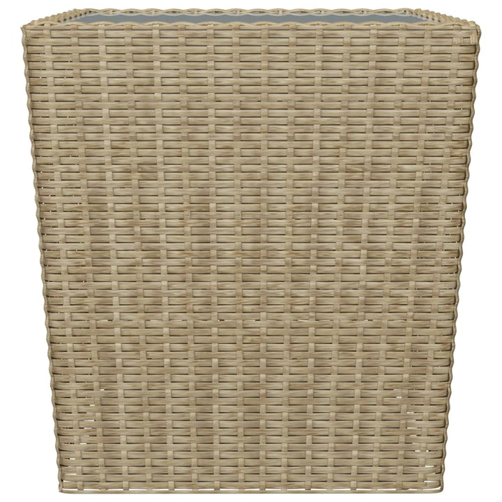 bistrosæt 3 dele polyrattan og hærdet glas beige