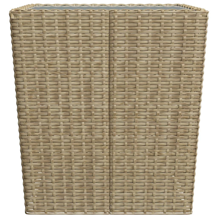 bistrosæt 3 dele polyrattan og hærdet glas beige