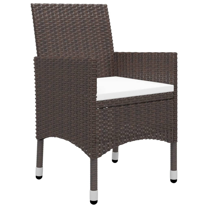 bistrosæt 3 dele polyrattan og hærdet glas brun