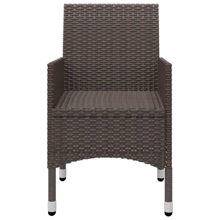 bistrosæt 3 dele polyrattan og hærdet glas brun