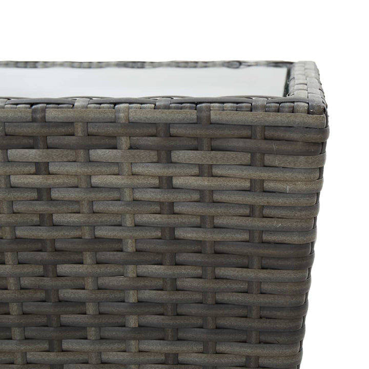 bistrosæt 3 dele polyrattan og hærdet glas grå