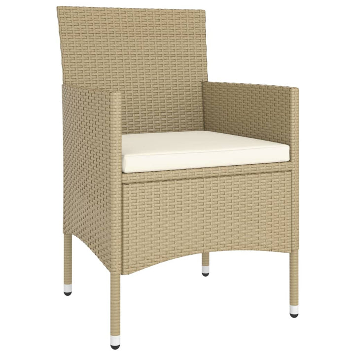 bistrosæt til haven 5 dele polyrattan og hærdet glas beige