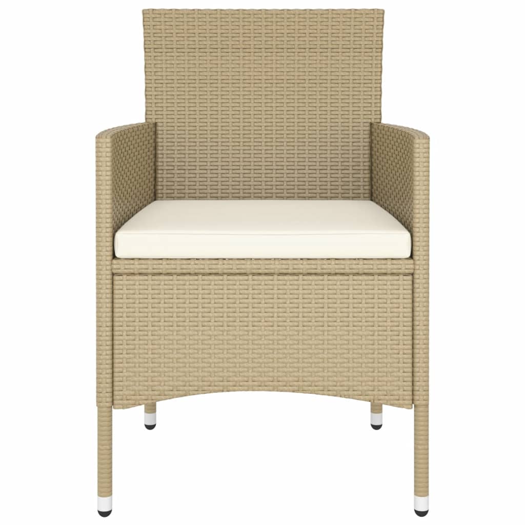 bistrosæt til haven 5 dele polyrattan og hærdet glas beige